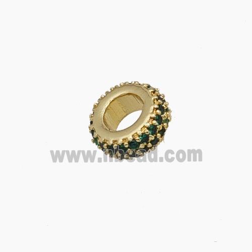 Copper Rondelle Beads Pave Zirconia Gold Plated