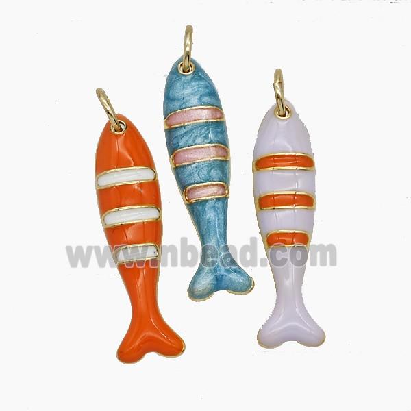 Copper Fish Pendant Enamel Gold Plated Mixed