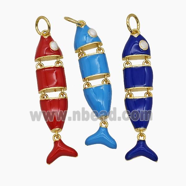 Copper Fish Pendant Enamel Gold Plated Mixed