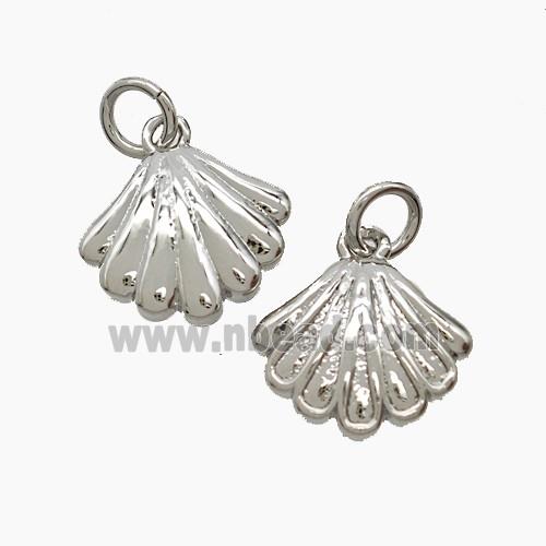 Copper Scallop Shell Pendant Platinum Plated