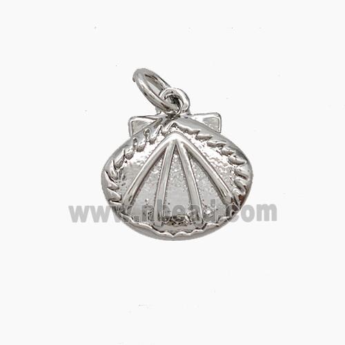 Copper Scallop Shell Pendant Platinum Plated