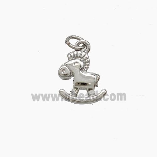 Copper Rocking Horse Charms Pendant Platinum Plated