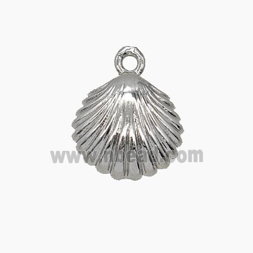 Copper Scallop Shell Pendant Platinum Plated