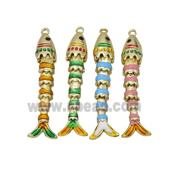 Copper Fish Pendant Enamel Gold Plated Mixed