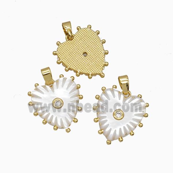 Copper Heart Pendant Pave Shell 18K Gold Plated