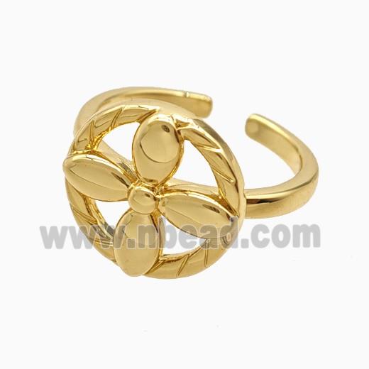 Copper Clover Rings 18K Gold Plated