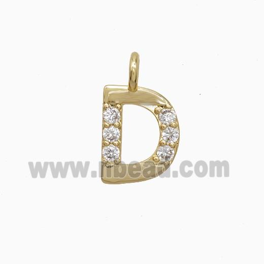 Copper Letter-D Pendant Pave Zirconia Gold Plated