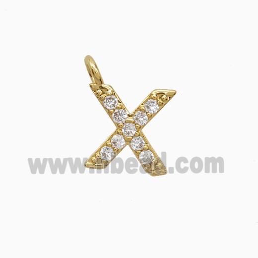 Copper Letter-X Pendant Pave Zirconia Gold Plated