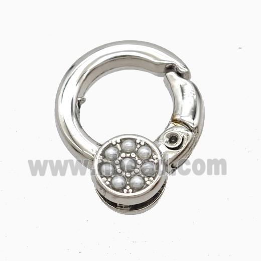 Copper Carabiner Clasp Pave Resin Platinum Plated