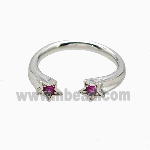 Copper Star Rings Pave Zirconia Platinum Plated