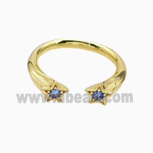 Copper Star Rings Pave Zirconia Gold Plated
