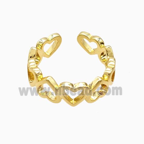 Copper Heart Rings 18K Gold Plated