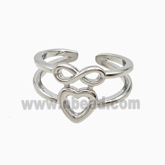Copper Infinity Heart Rings Platinum Plated