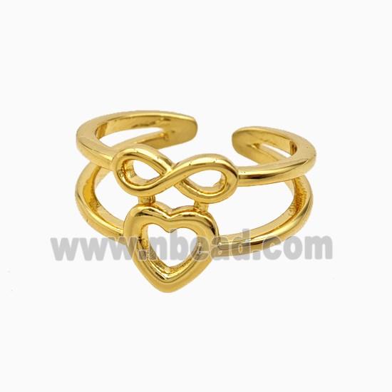 Copper Infinity Heart Rings 18K Gold Plated