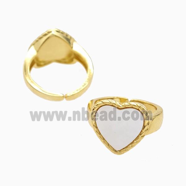 Copper Heart Rings Pave Shell 18K Gold Plated
