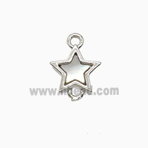 Copper Star Connector Pave Shell Platinum Plated