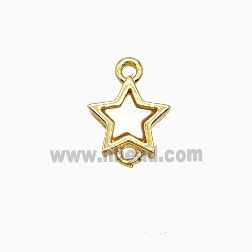 Copper Star Connector Pave Shell 18K Gold Plated