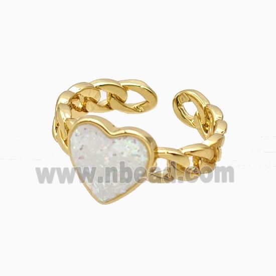 Copper Heart Rings Pave Fireopal 18K Gold Plated