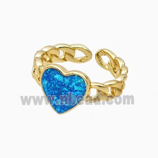 Copper Heart Rings Pave Fireopal 18K Gold Plated