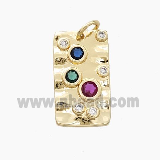 Copper Rectangle Pendant Pave Zirconia Gold Plated