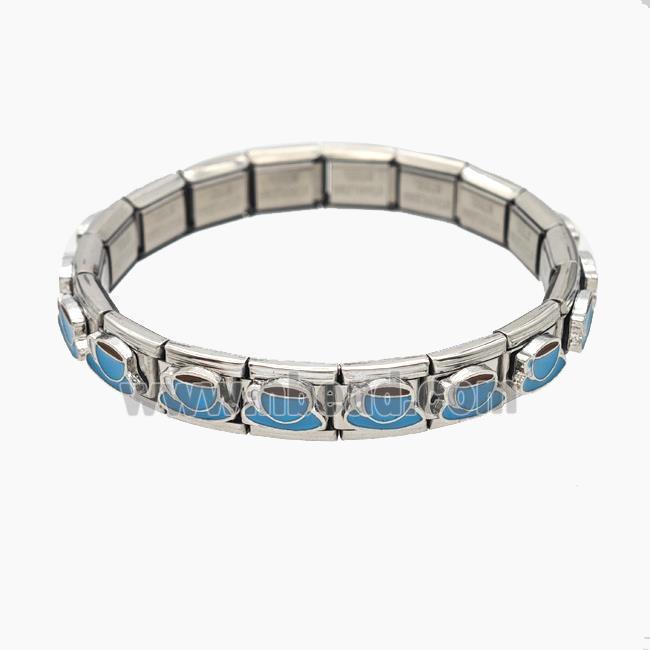 Raw Stainless Steel Module Bracelet With Cup Enamel