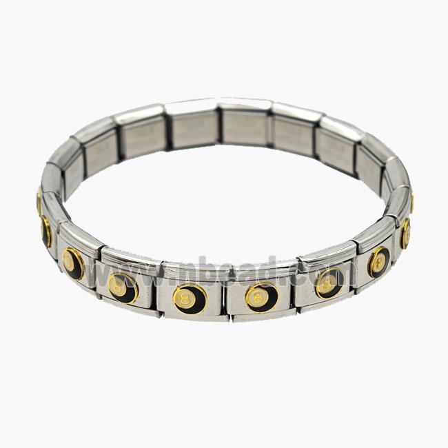 Raw Stainless Steel Module Bracelet With Moon Enamel