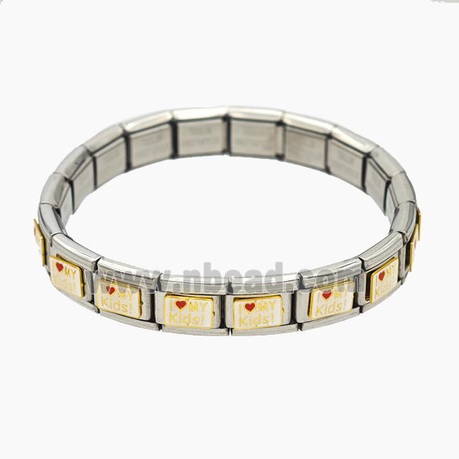 Raw Stainless Steel Module Bracelet With ILoveMyKids Enamel