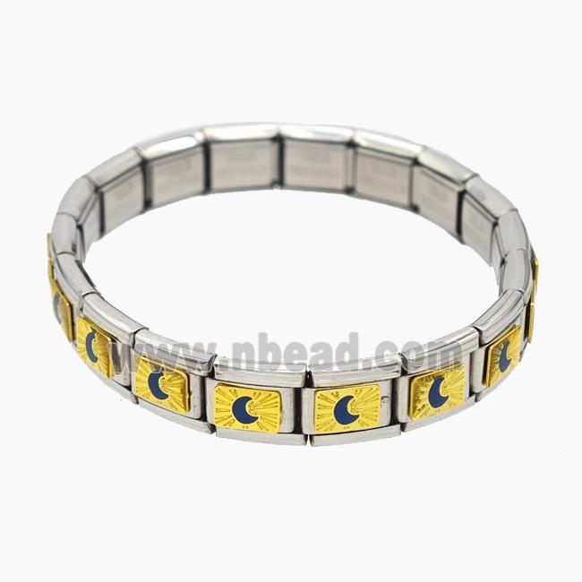 Raw Stainless Steel Module Bracelet With Moon