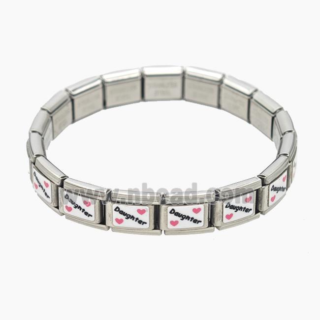 Raw Stainless Steel Module Bracelet With Daughter