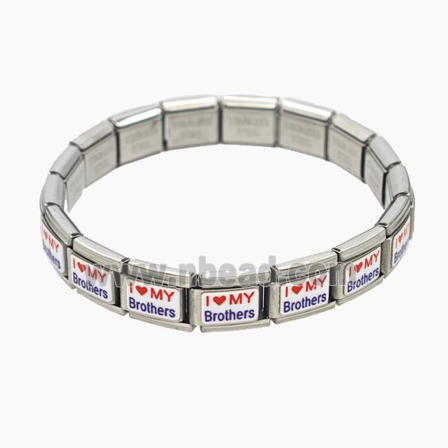 Raw Stainless Steel Module Bracelet With ILoveMyBrothers