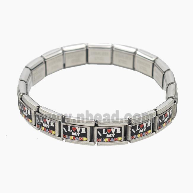 Raw Stainless Steel Module Bracelet With ILoveMyHusband