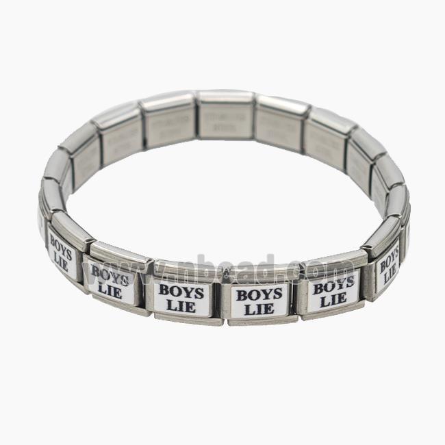 Raw Stainless Steel Module Bracelet With BoysLie