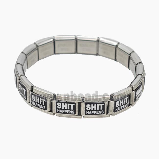 Raw Stainless Steel Module Bracelet With ShitHappens