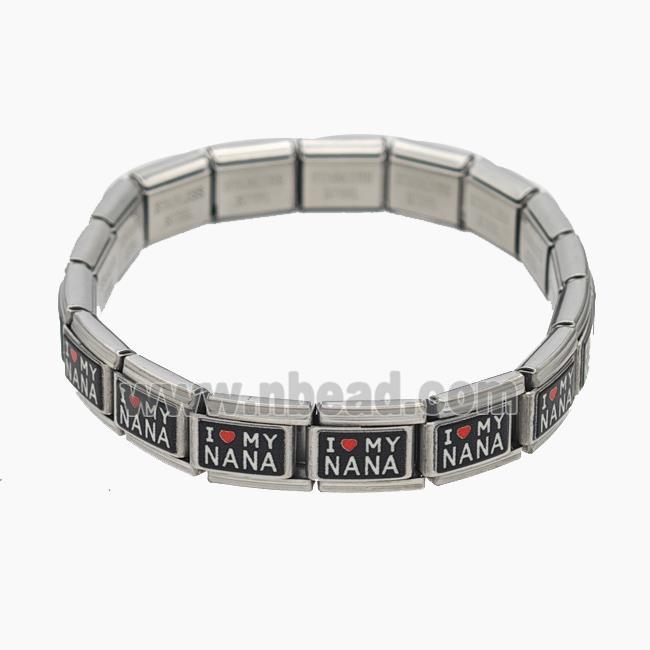 Raw Stainless Steel Module Bracelet With ILoveMyNana