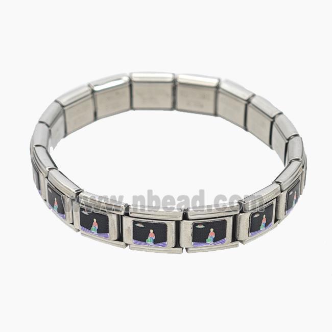 Raw Stainless Steel Module Bracelet With Boys