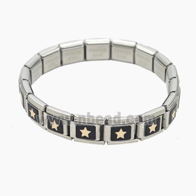 Raw Stainless Steel Module Bracelet With Star