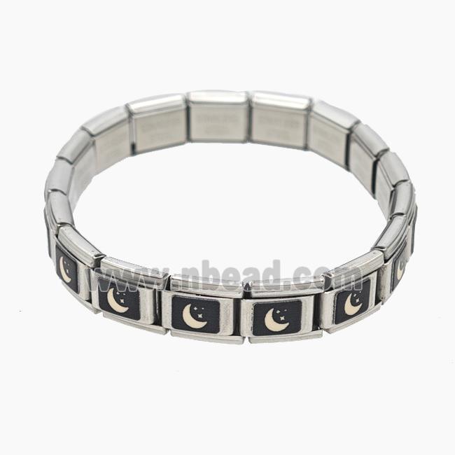 Raw Stainless Steel Module Bracelet With Moon