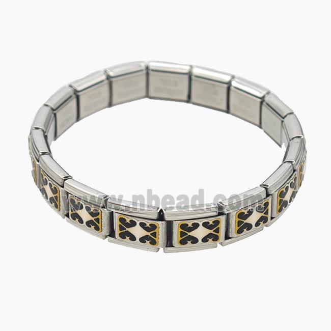 Raw Stainless Steel Module Bracelet With Heart