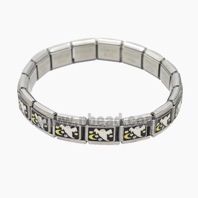 Raw Stainless Steel Module Bracelet With Halloween Devil