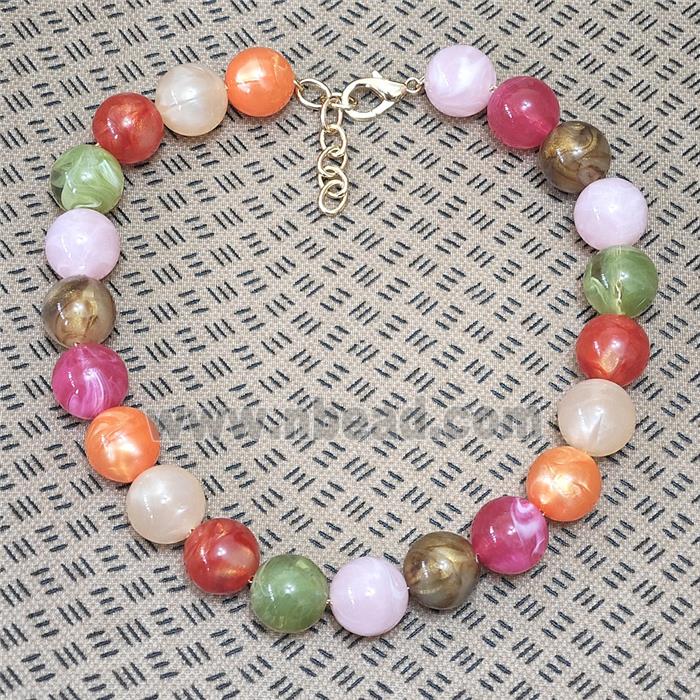Round Resin Necklace Multicolor