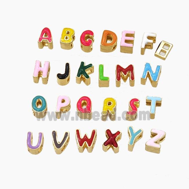 Copper Bracelets With Enamel Letters Stretchy Gold Plated Mixed