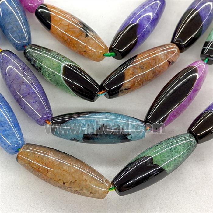 Natural Agate Druzy Rice Beads Mixed Color Dye