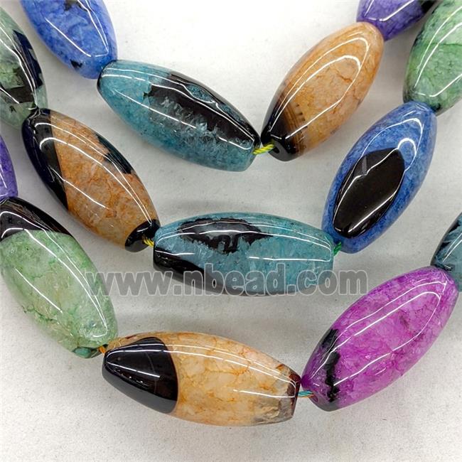 Natural Agate Druzy Rice Beads Mixed Color Dye