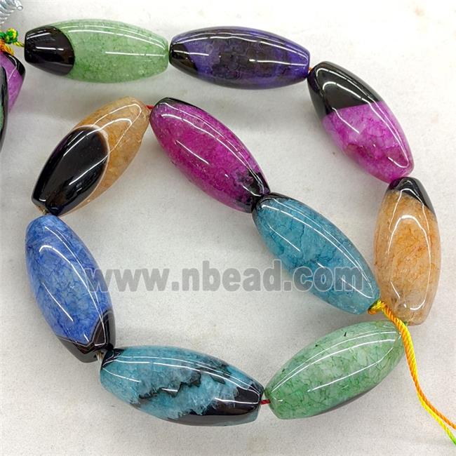 Natural Agate Druzy Rice Beads Mixed Color Dye