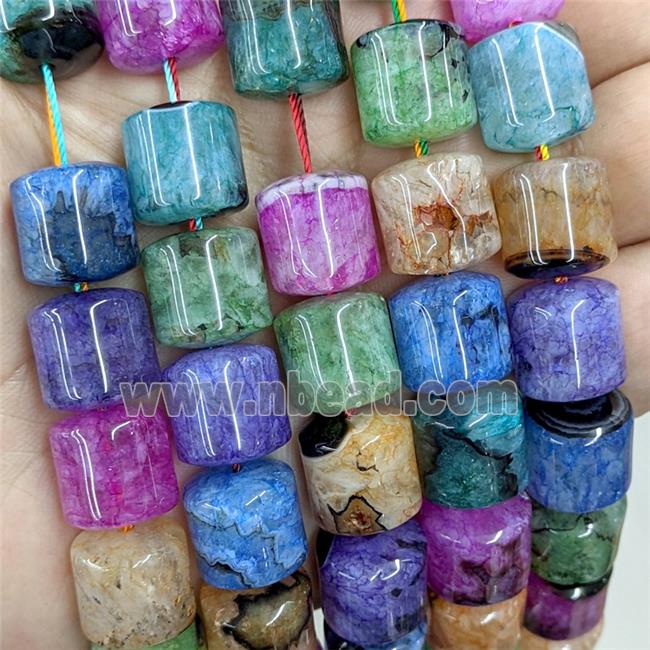 Natural Agate Druzy Column Beads Mixed Color Dye