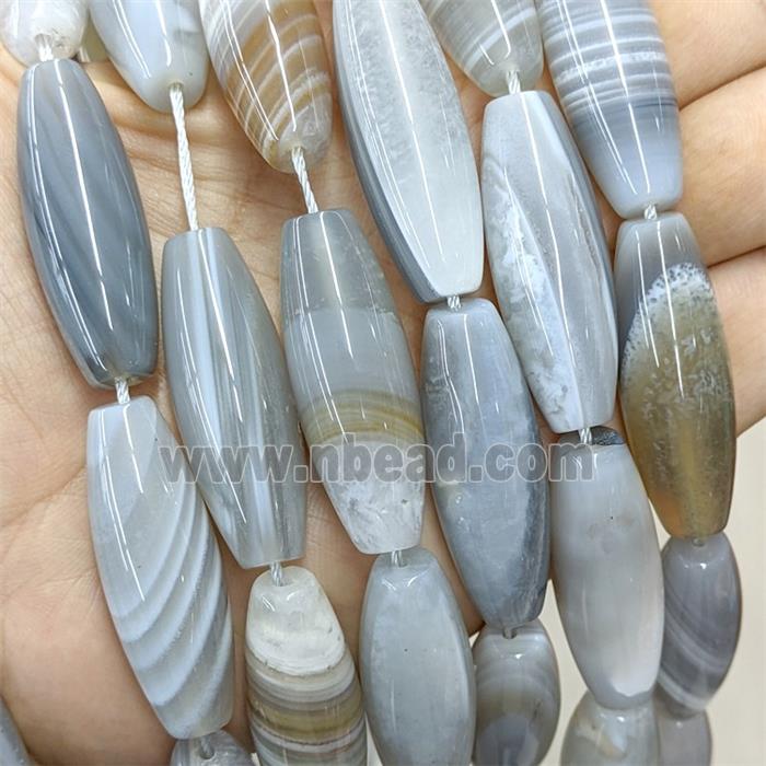 Natural Agate Rice Beads Banded Gray
