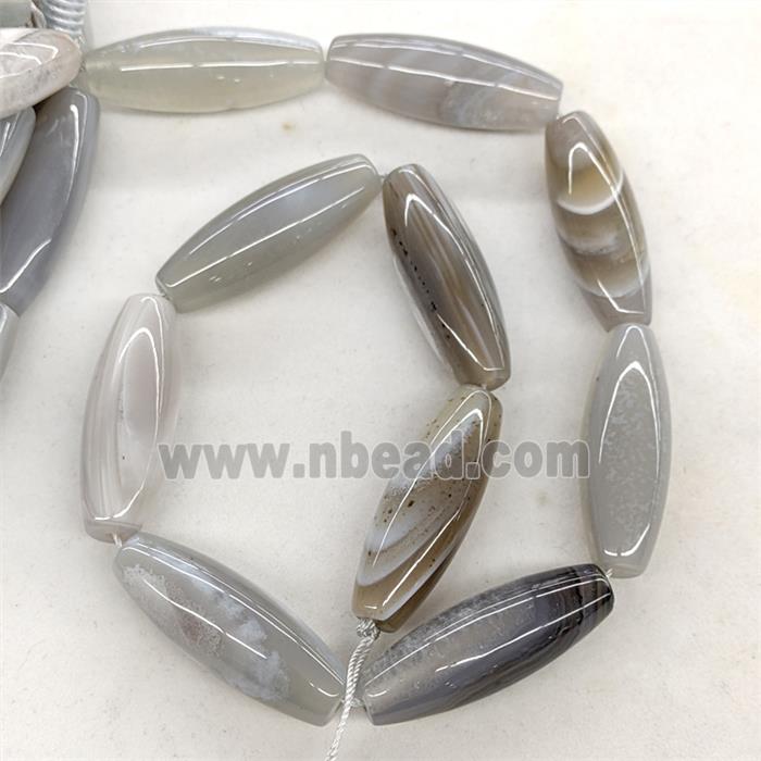 Natural Agate Rice Beads Banded Gray