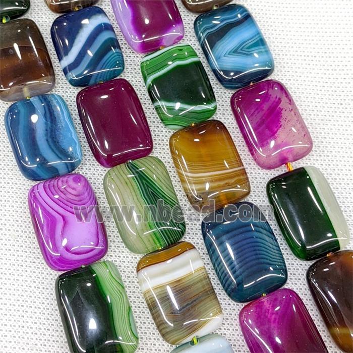 Natural Striped Agate Rectangle Beads Banded Mixed Color Dye