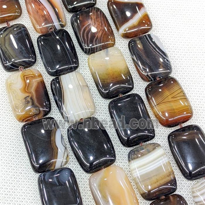 Natural Striped Agate Beads Rectangle Coffee Dye