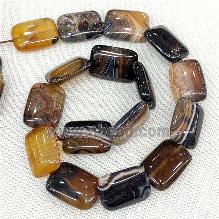 Natural Striped Agate Beads Rectangle Coffee Dye